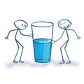Stick figure with the glass is half full or half empty